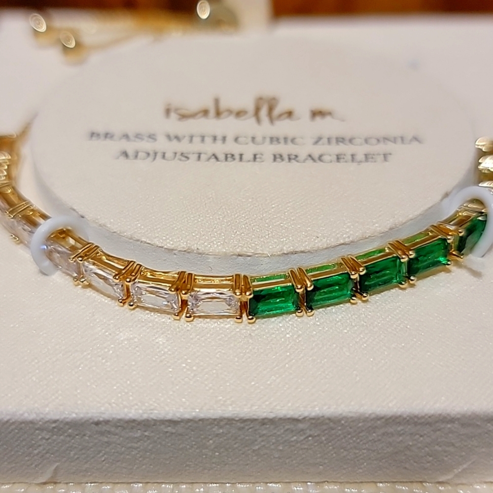 Isabella M adjustable Bracelet- Brass & Cubic Zirconia